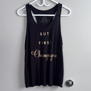 Bear Dance Black Tank Top with Gold Text